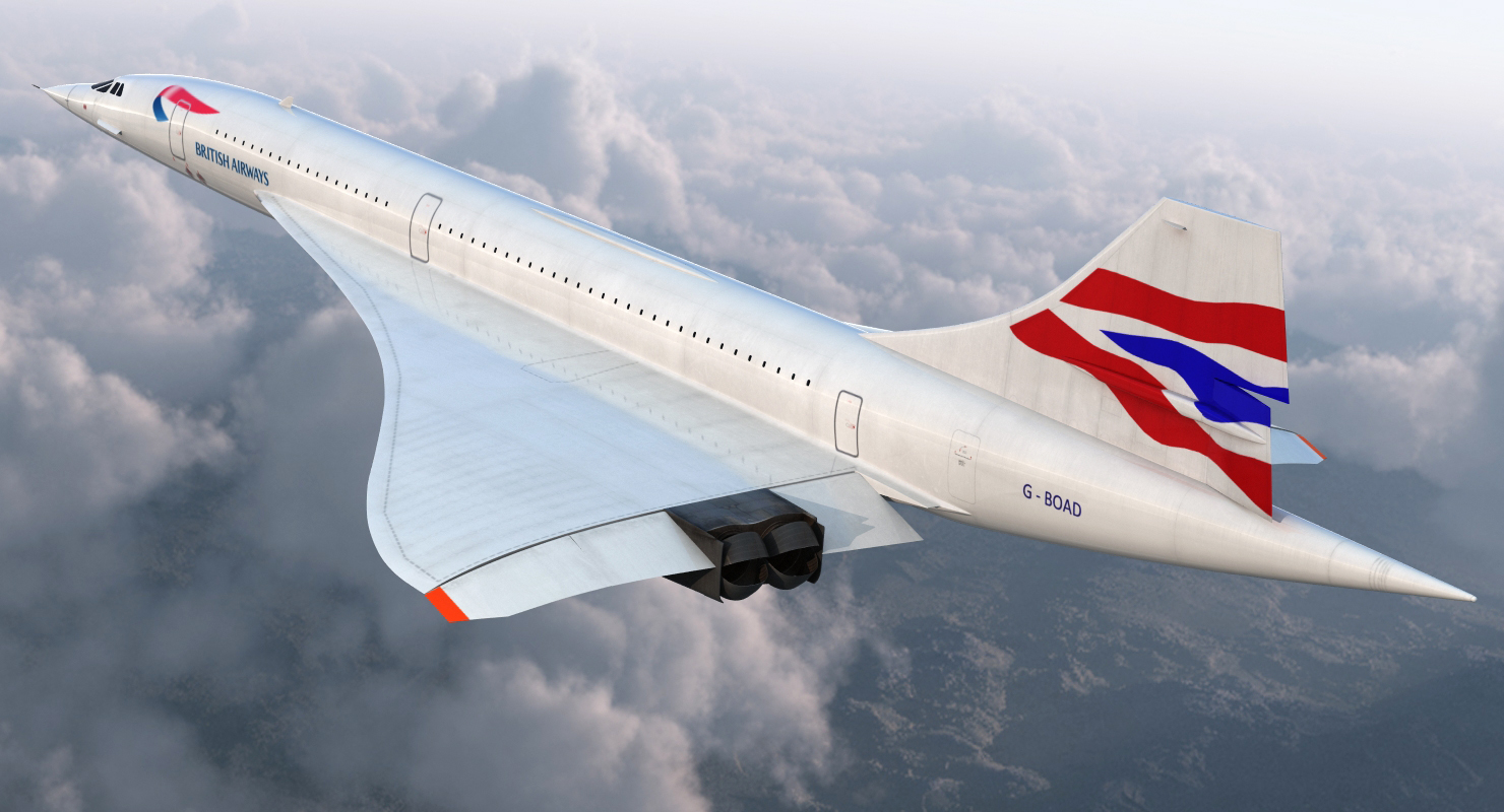 3D Concorde supersonic Passenger Jet Airliner British Airways model
