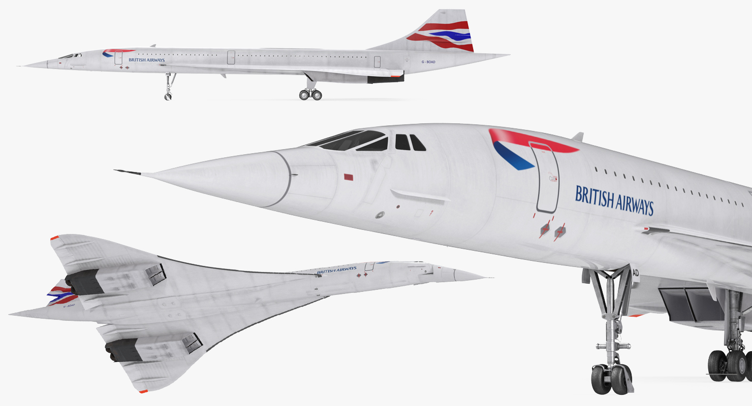 3D Concorde supersonic Passenger Jet Airliner British Airways model