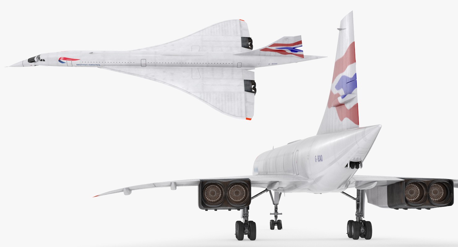 3D Concorde supersonic Passenger Jet Airliner British Airways model