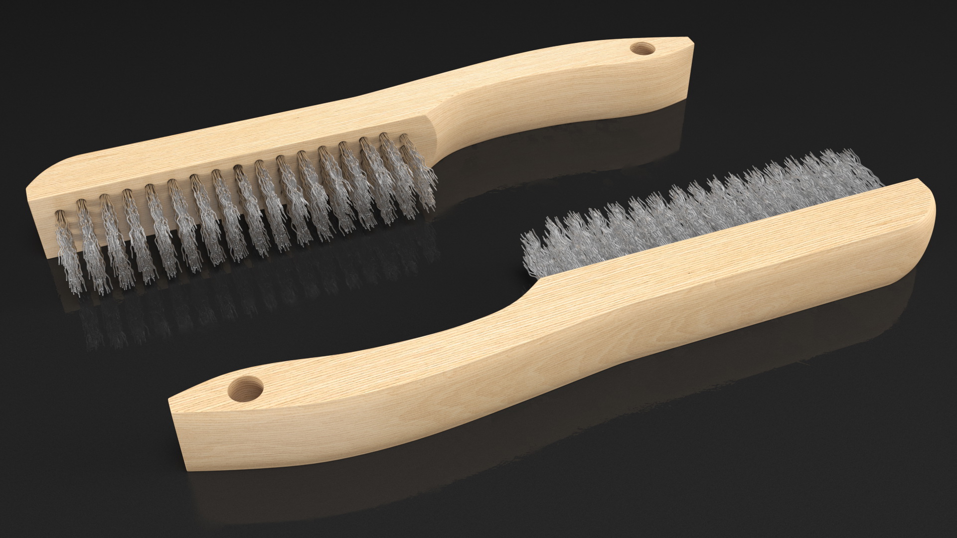 3D model Wooden Handle Steel Wire Brush