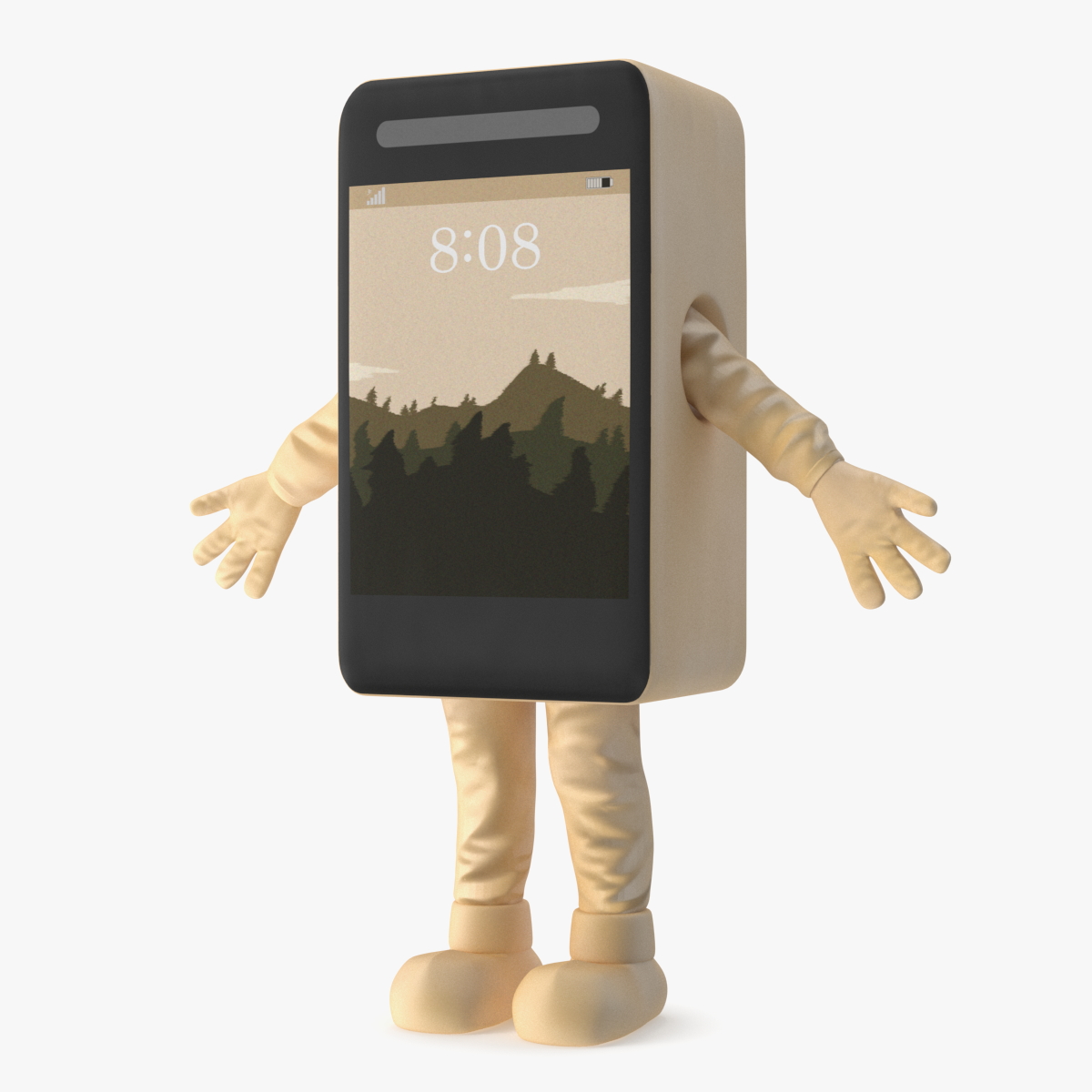 Cell Phone Costume Character Golden A-pose