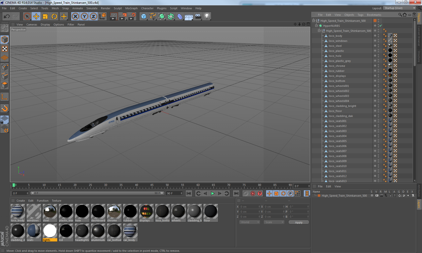 3D High Speed Train Shinkansen 500