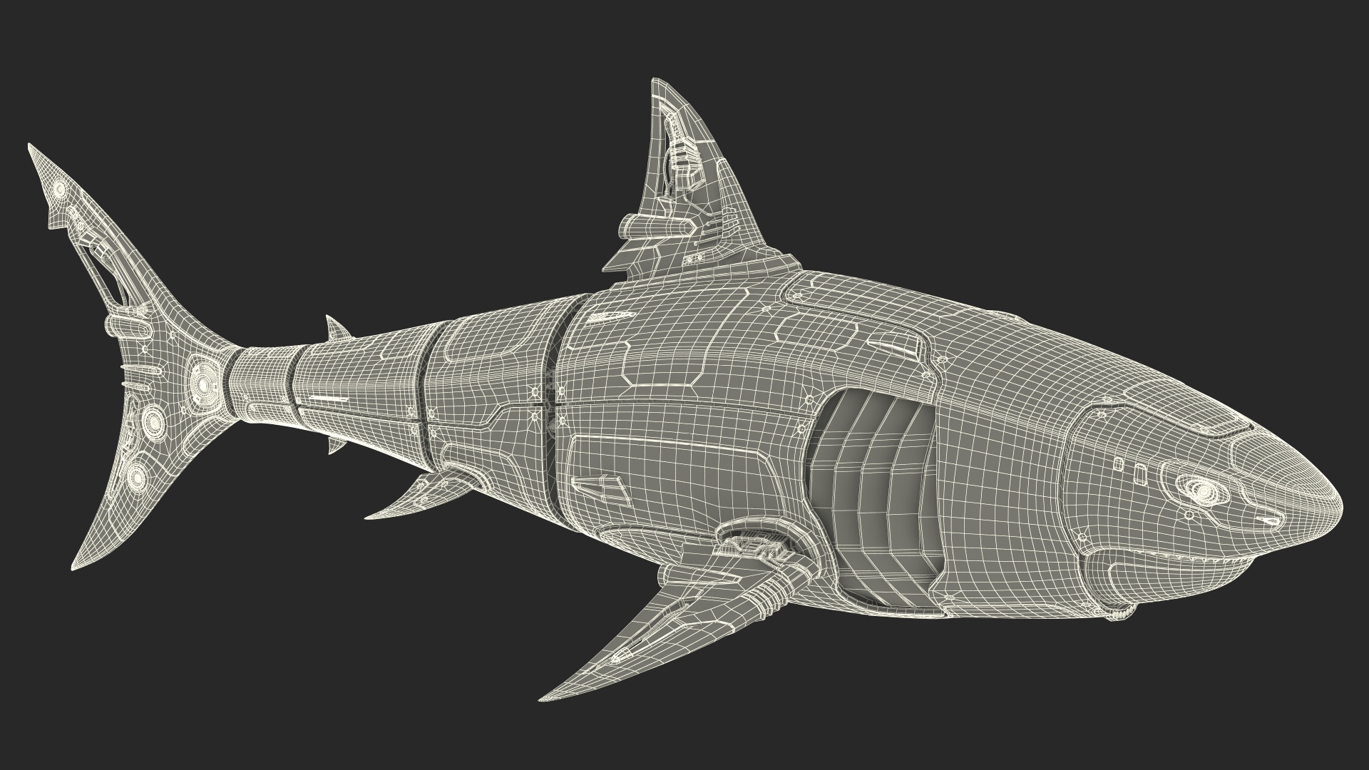 3D Shark Robot Orange model