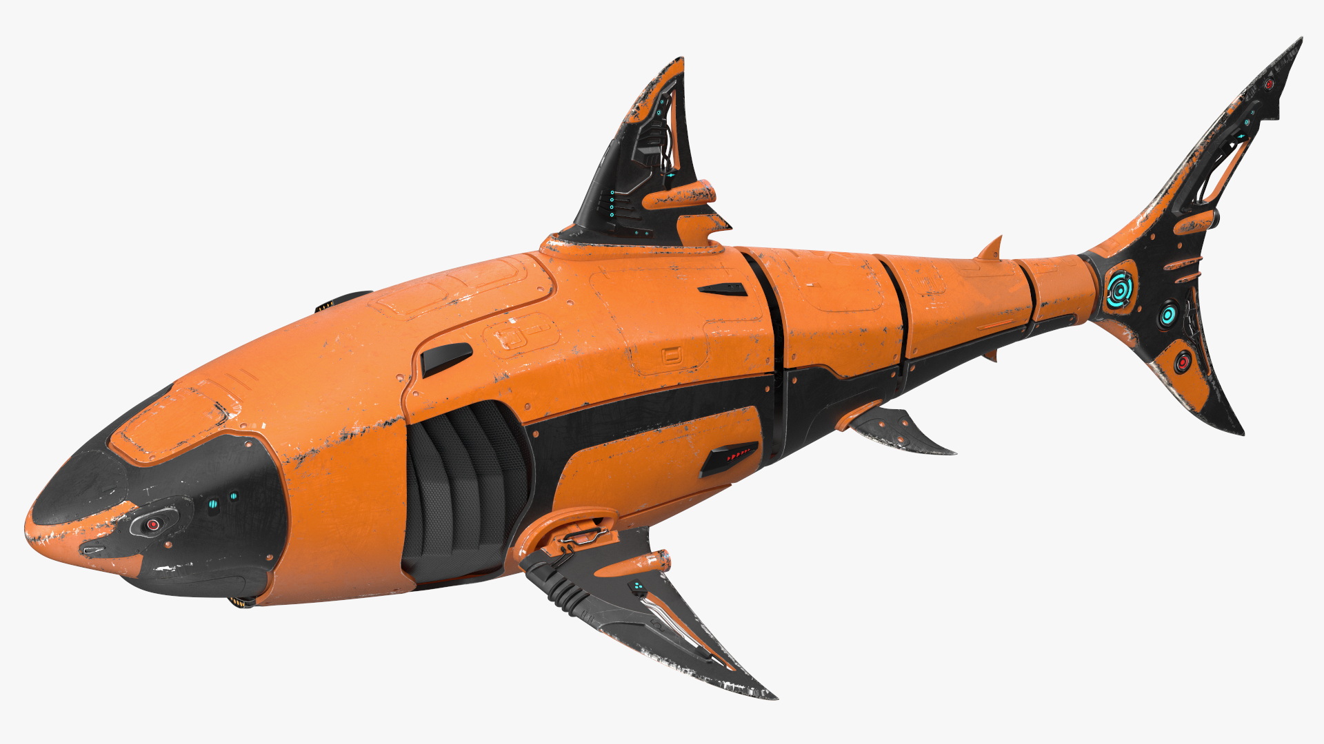 3D Shark Robot Orange model