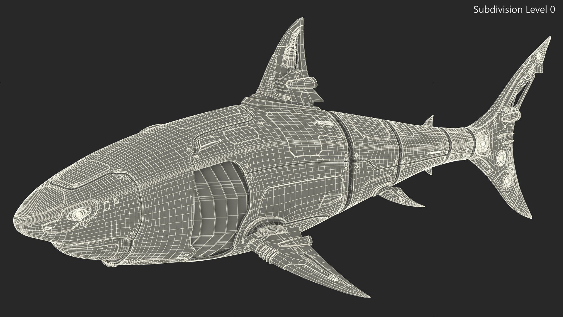 3D Shark Robot Orange model