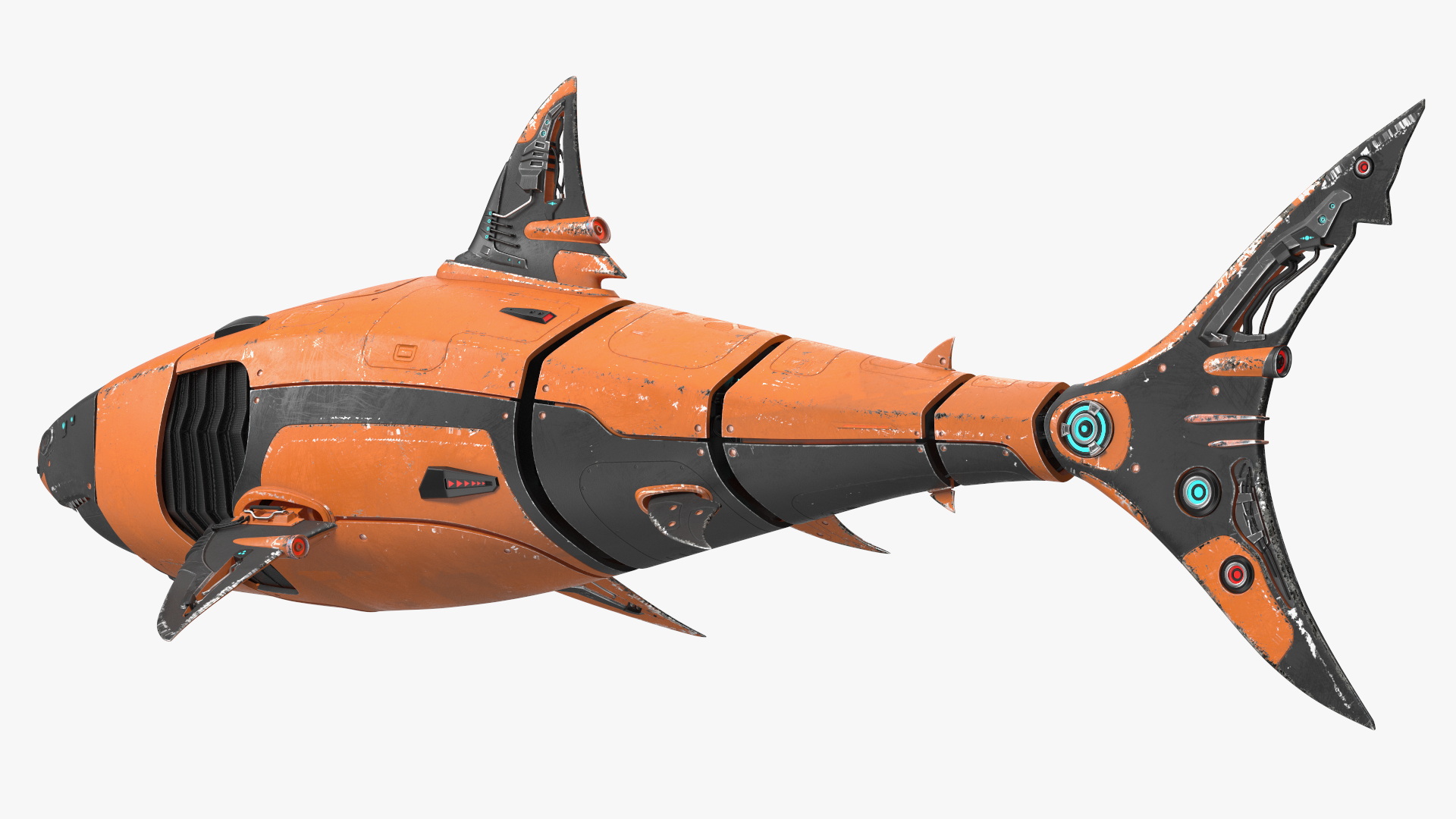 3D Shark Robot Orange model