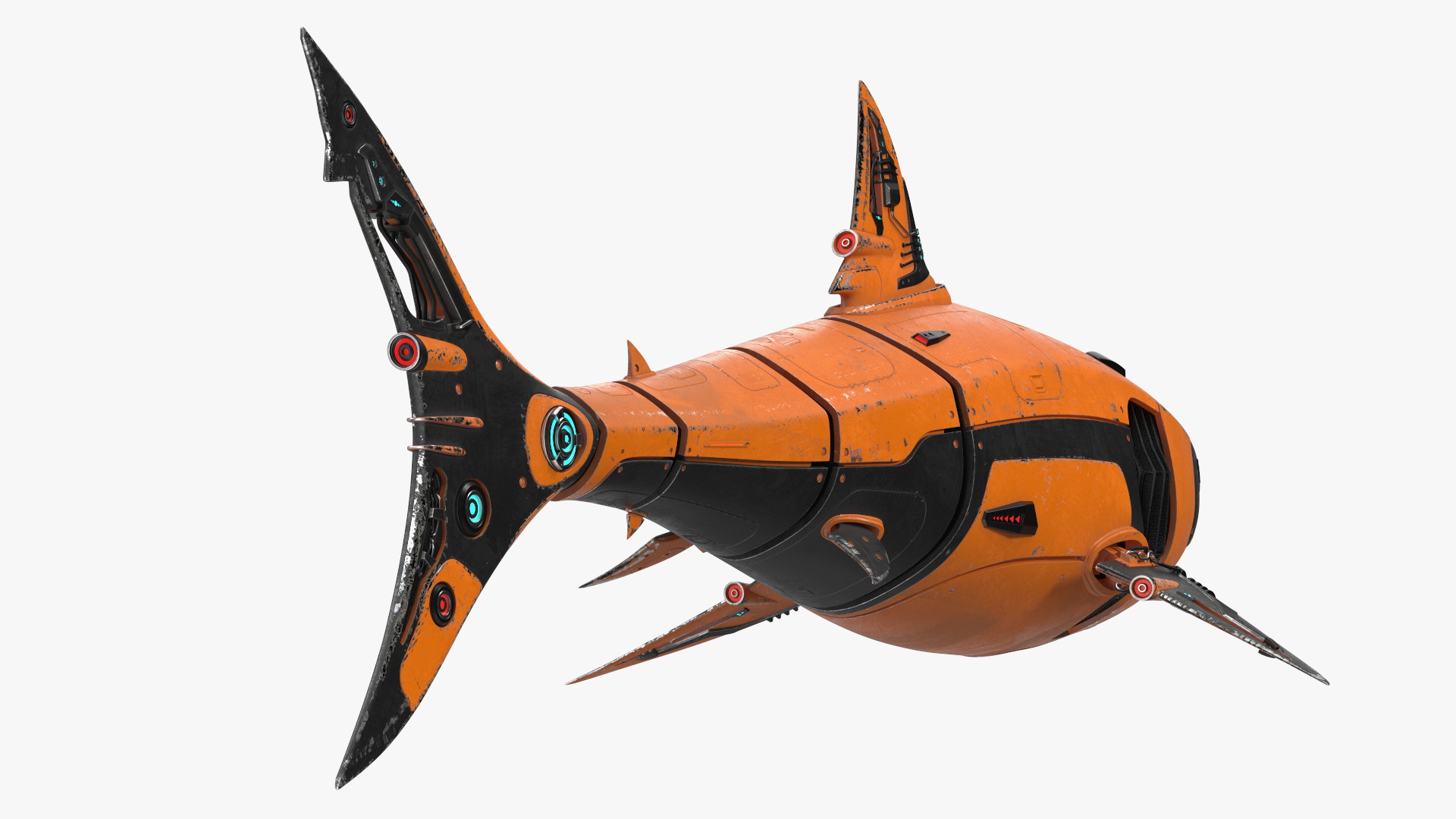 3D Shark Robot Orange model
