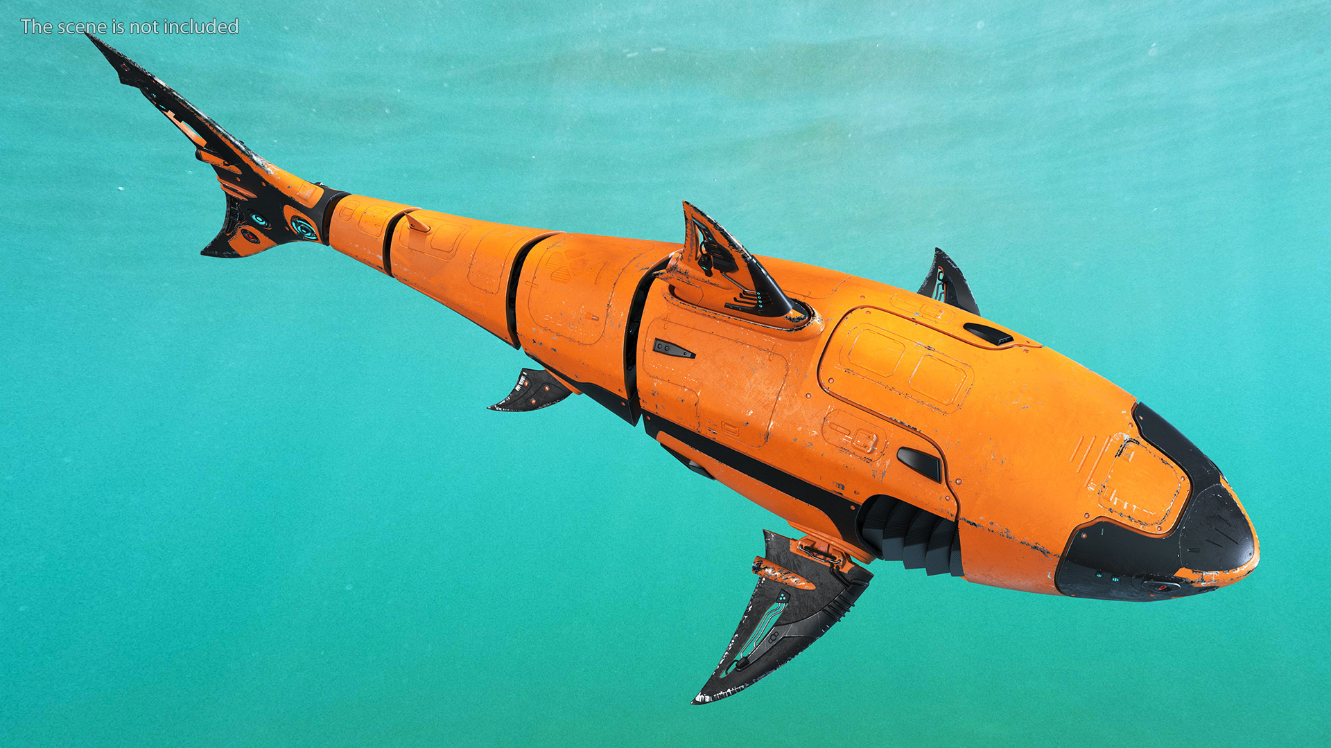 3D Shark Robot Orange model