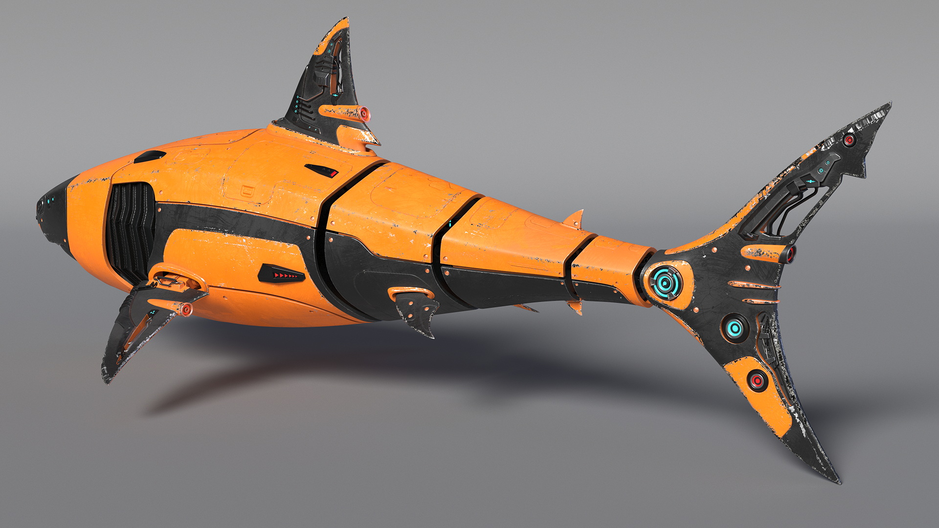 3D Shark Robot Orange model