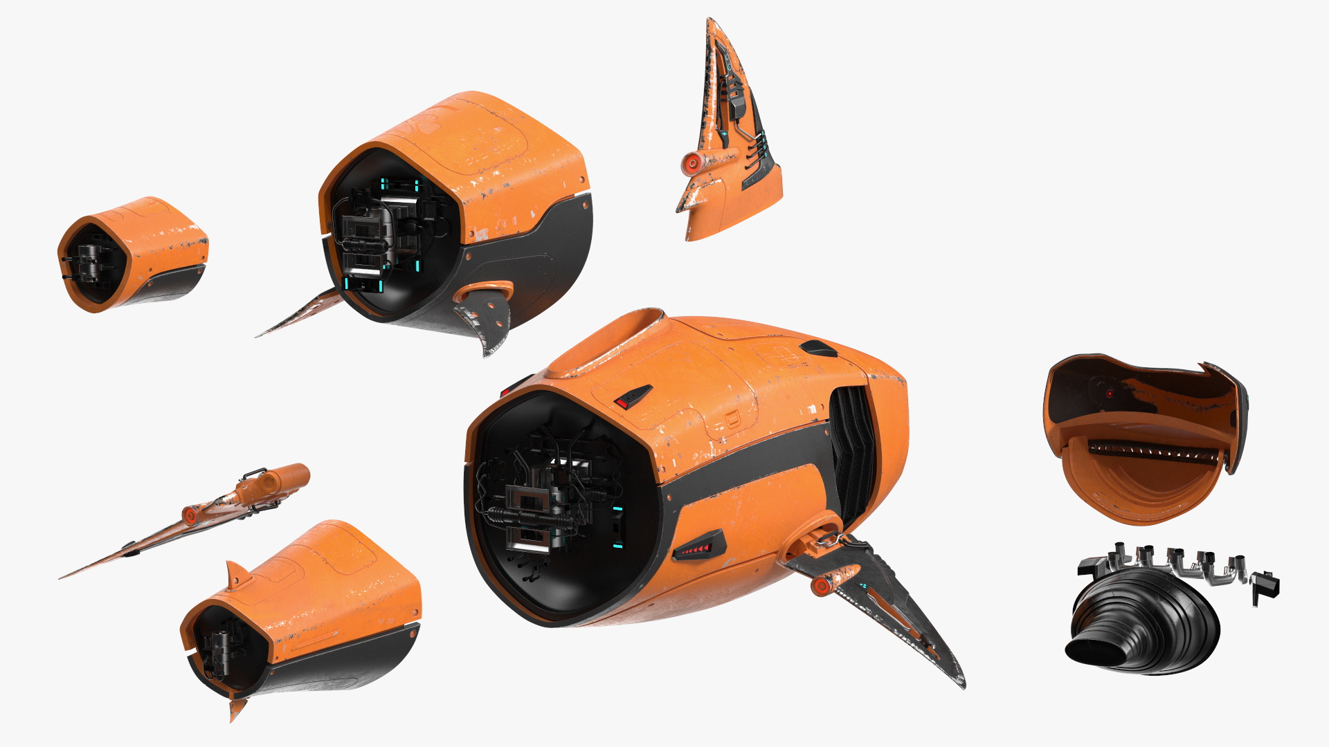 3D Shark Robot Orange model