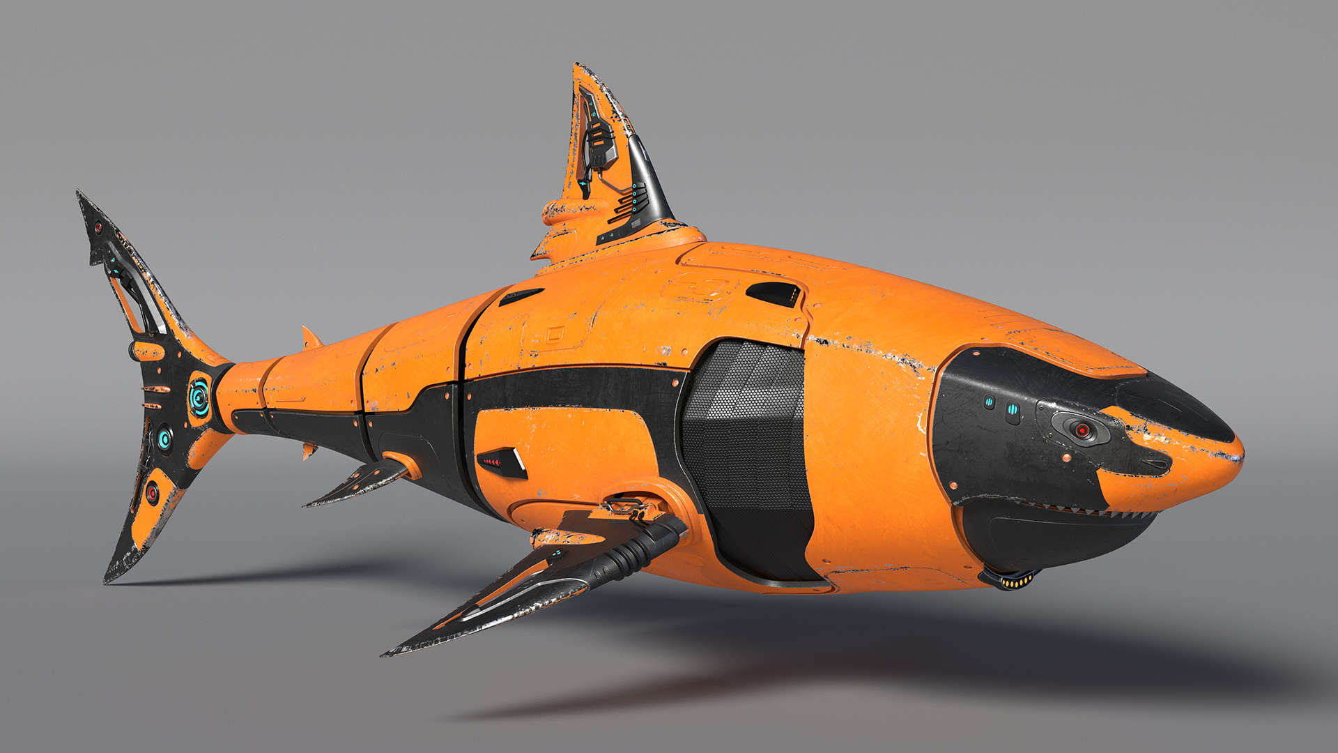 3D Shark Robot Orange model