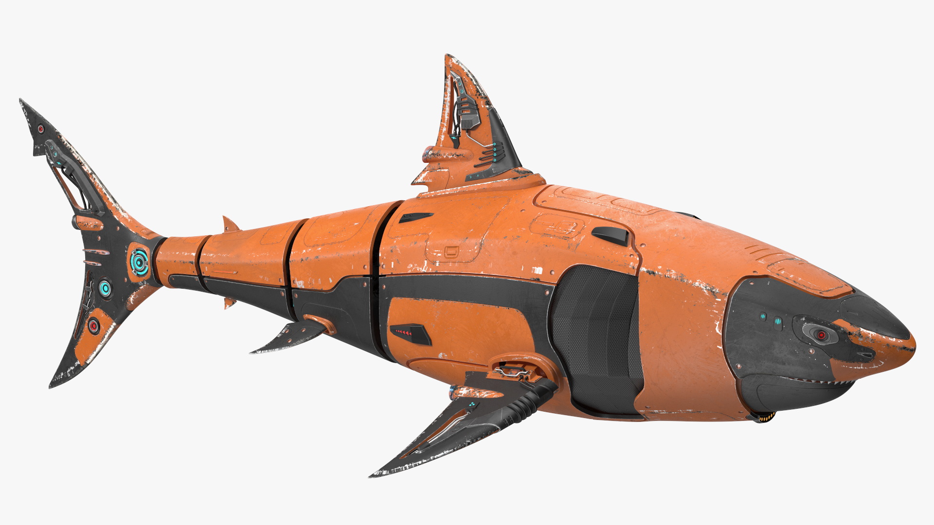 3D Shark Robot Orange model