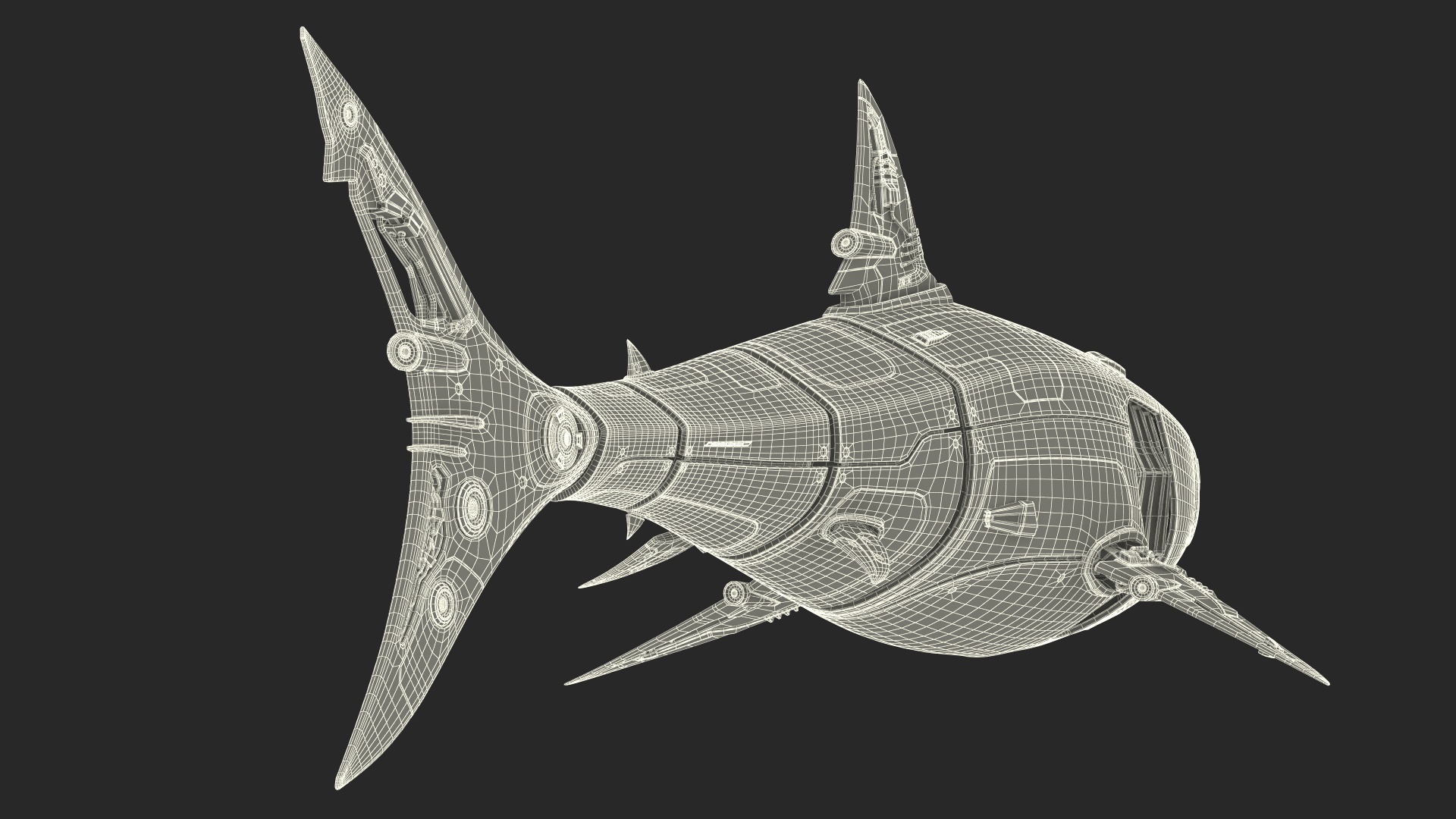 3D Shark Robot Orange model