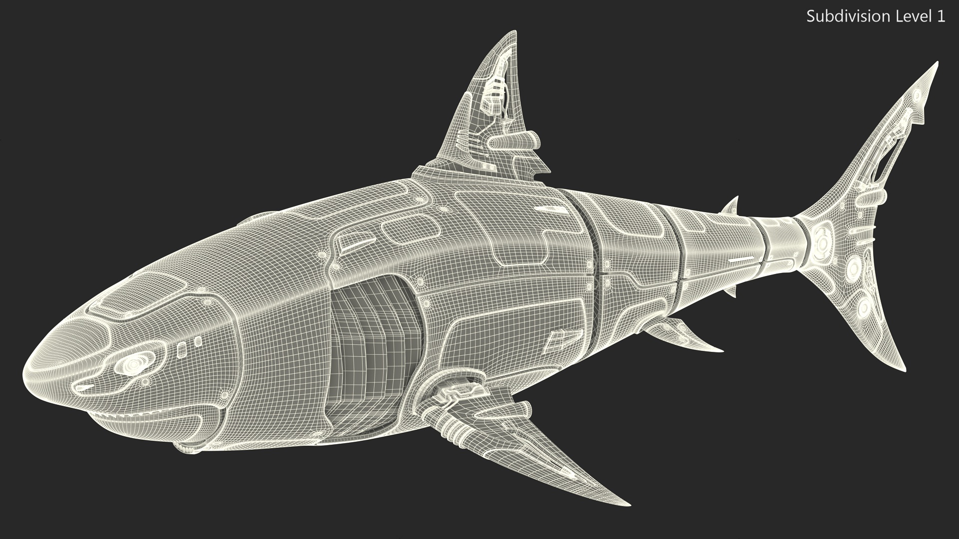 3D Shark Robot Orange model