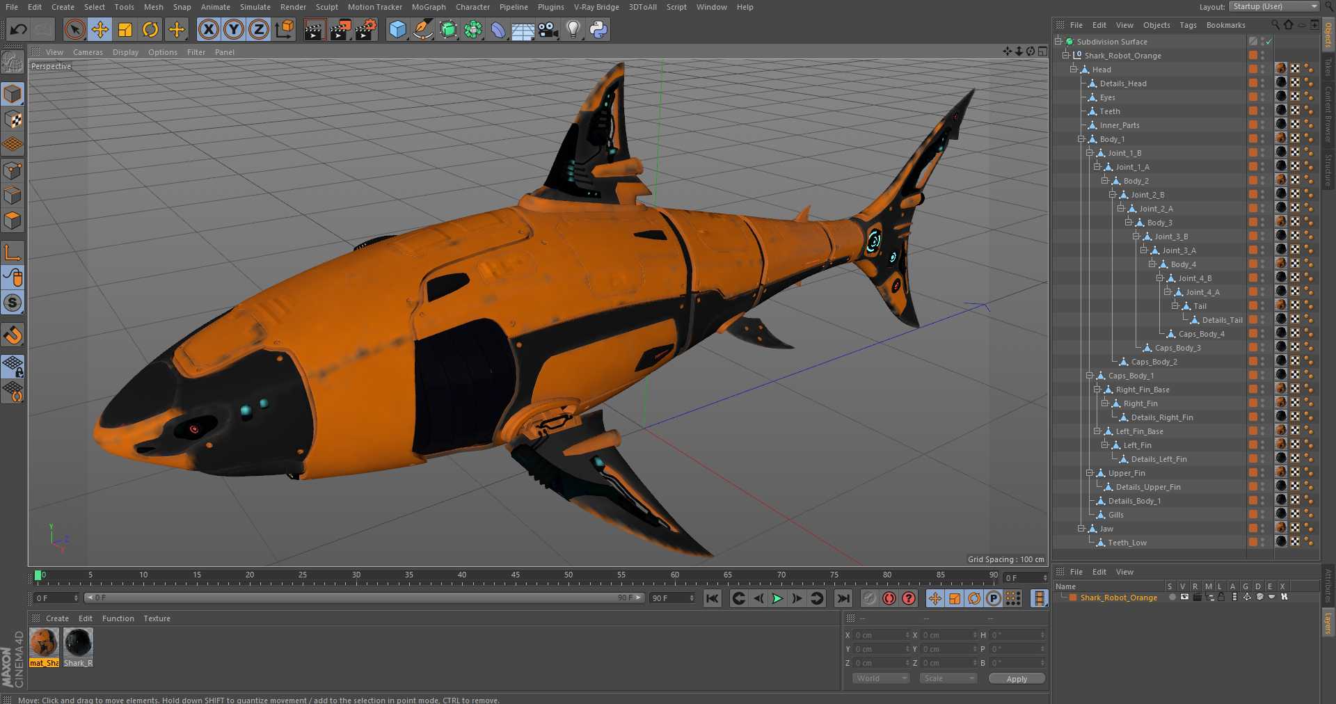 3D Shark Robot Orange model