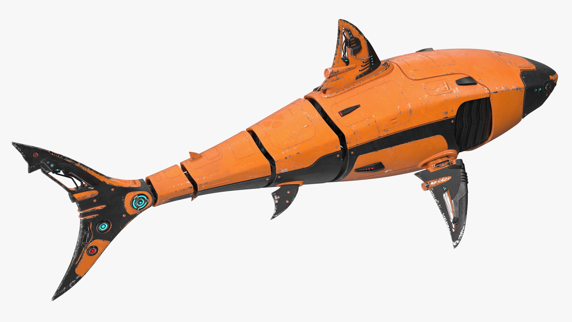 3D Shark Robot Orange model