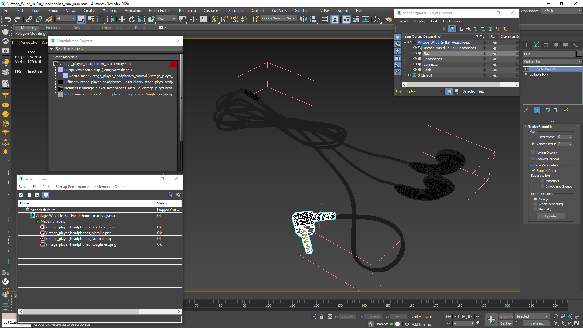3D Vintage Wired In-Ear Headphones