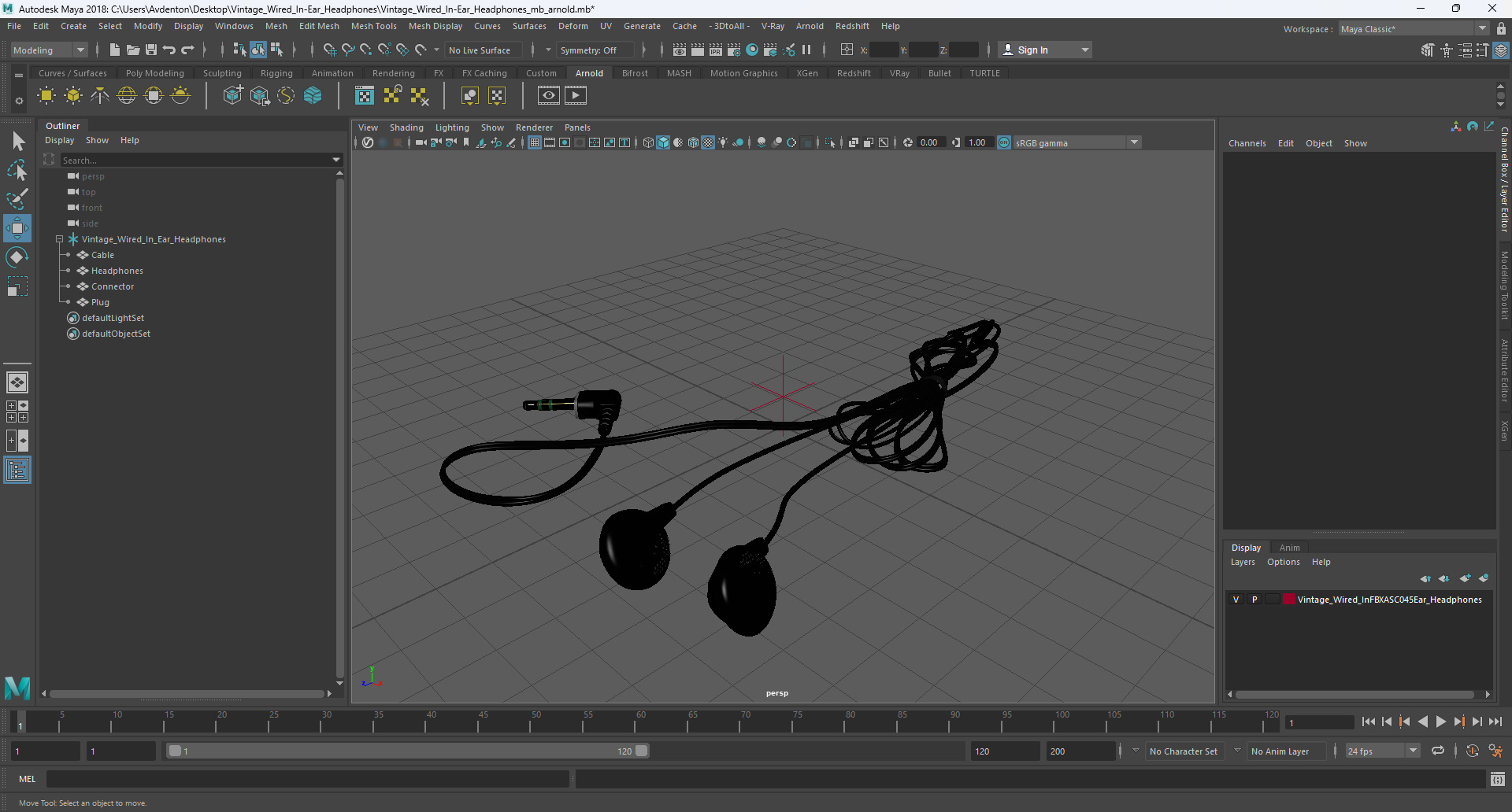 3D Vintage Wired In-Ear Headphones
