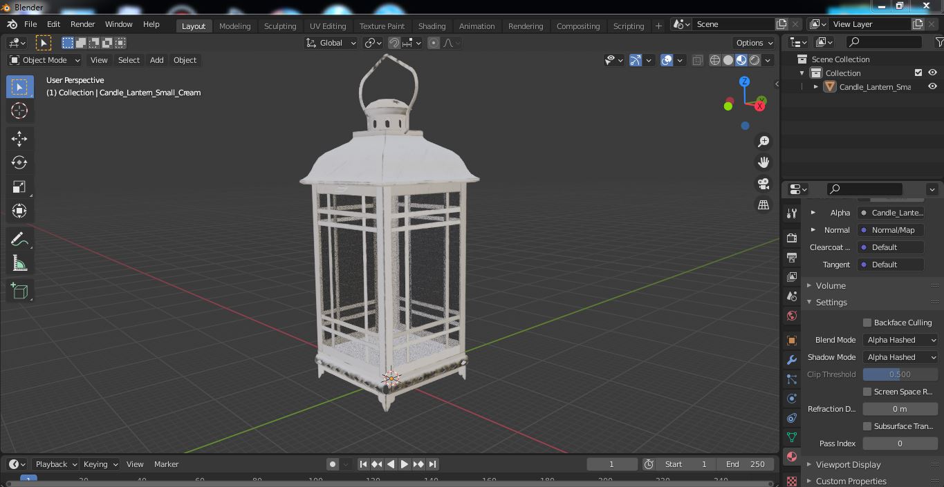 3D Candle Lantern Small Cream