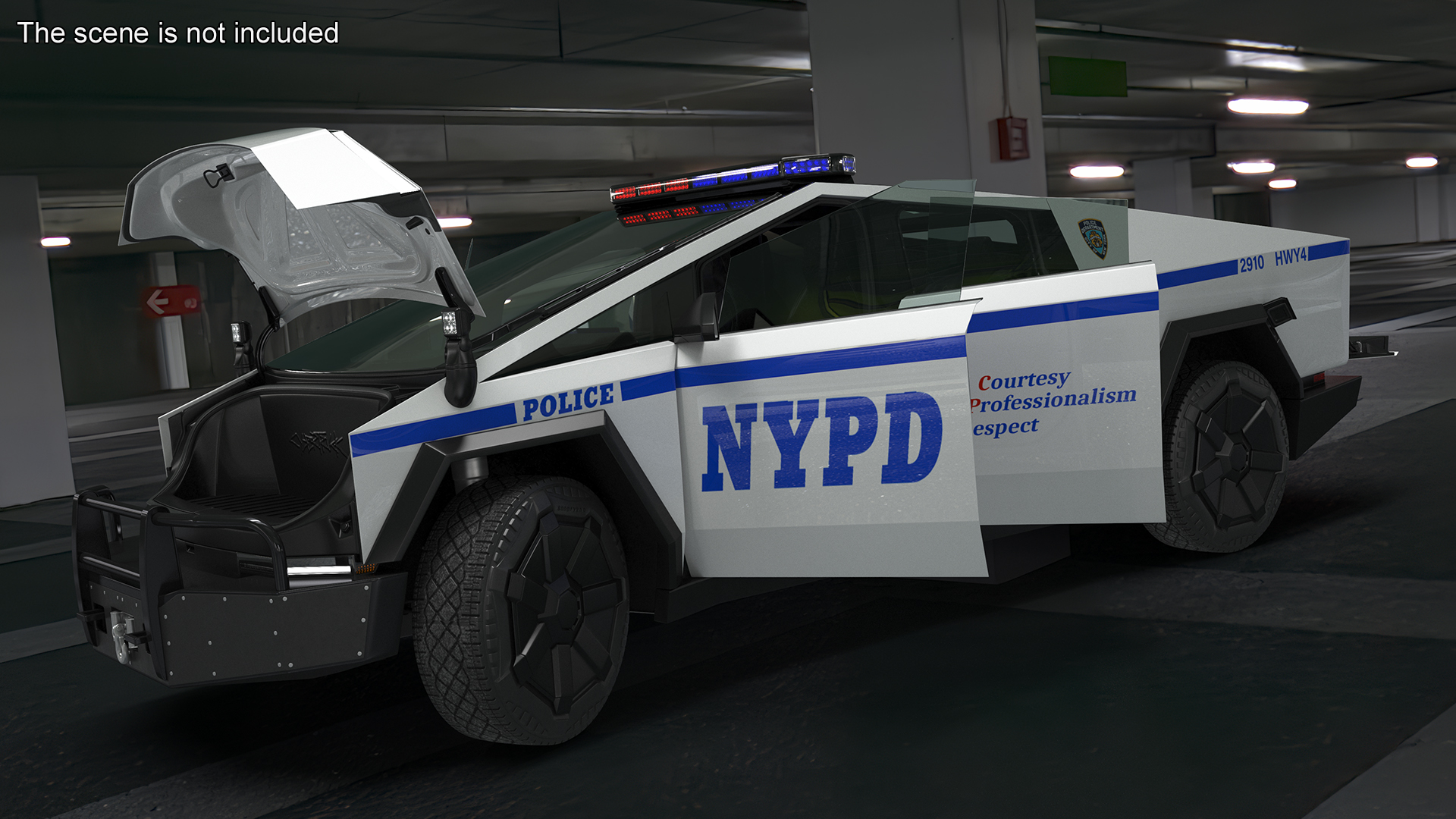 Tesla Cybertruck NYPD Rigged for Cinema 4D 3D