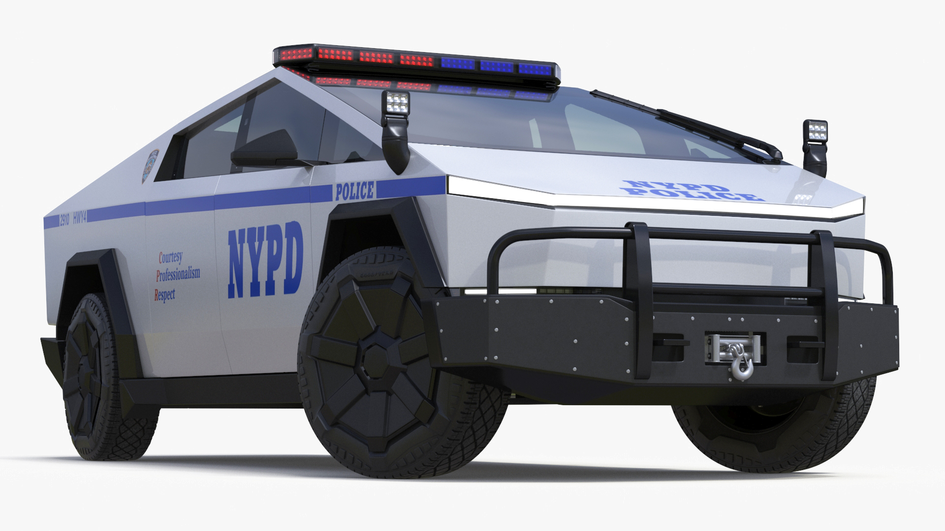 Tesla Cybertruck NYPD Rigged for Cinema 4D 3D