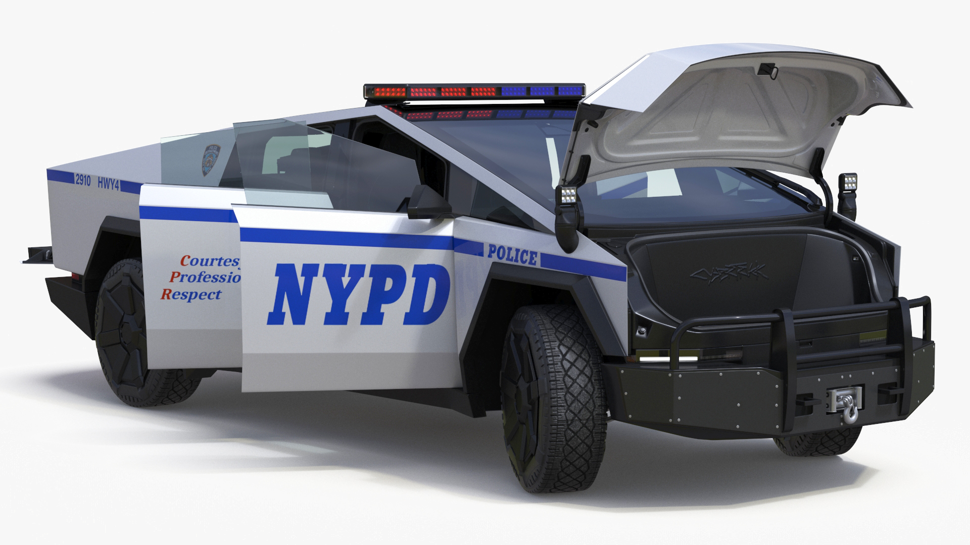 Tesla Cybertruck NYPD Rigged for Cinema 4D 3D