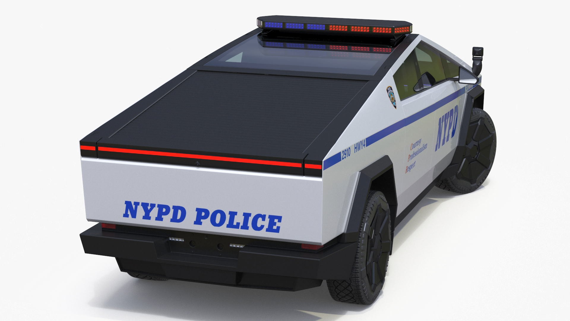 Tesla Cybertruck NYPD Rigged for Cinema 4D 3D
