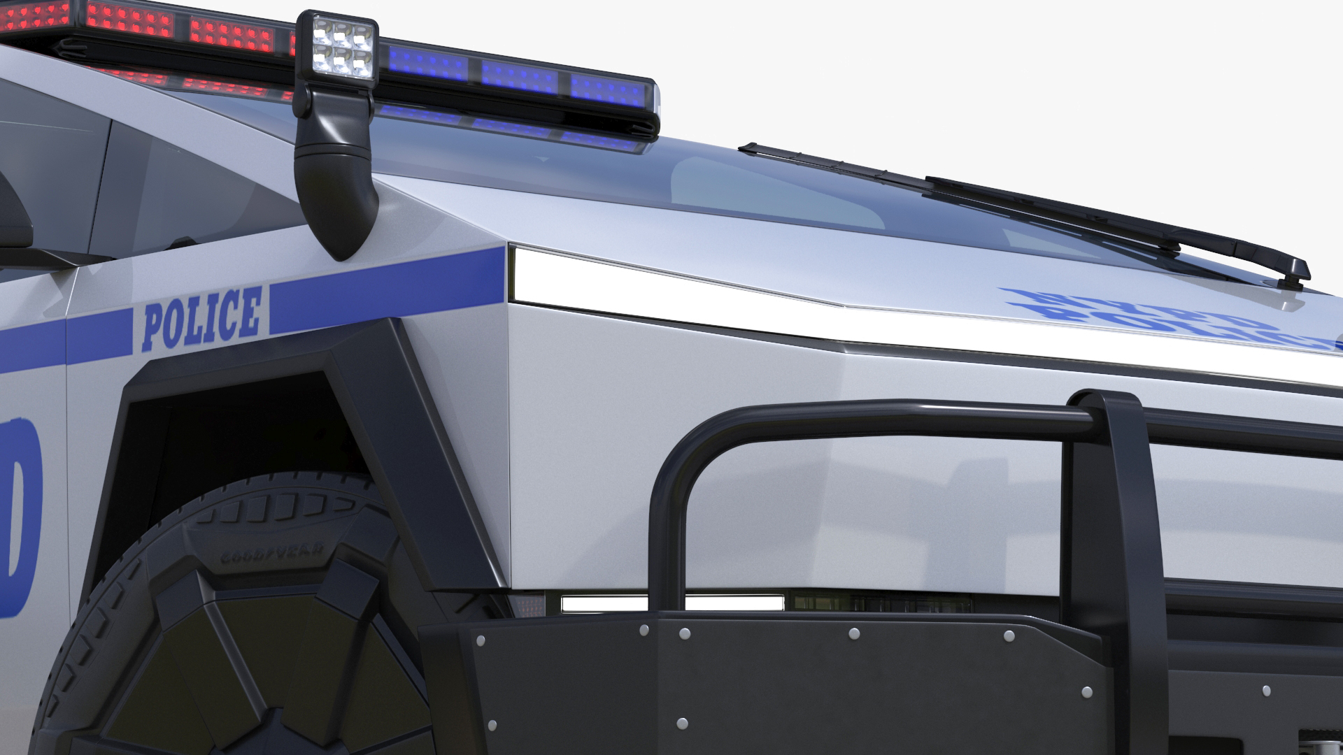 Tesla Cybertruck NYPD Rigged for Cinema 4D 3D