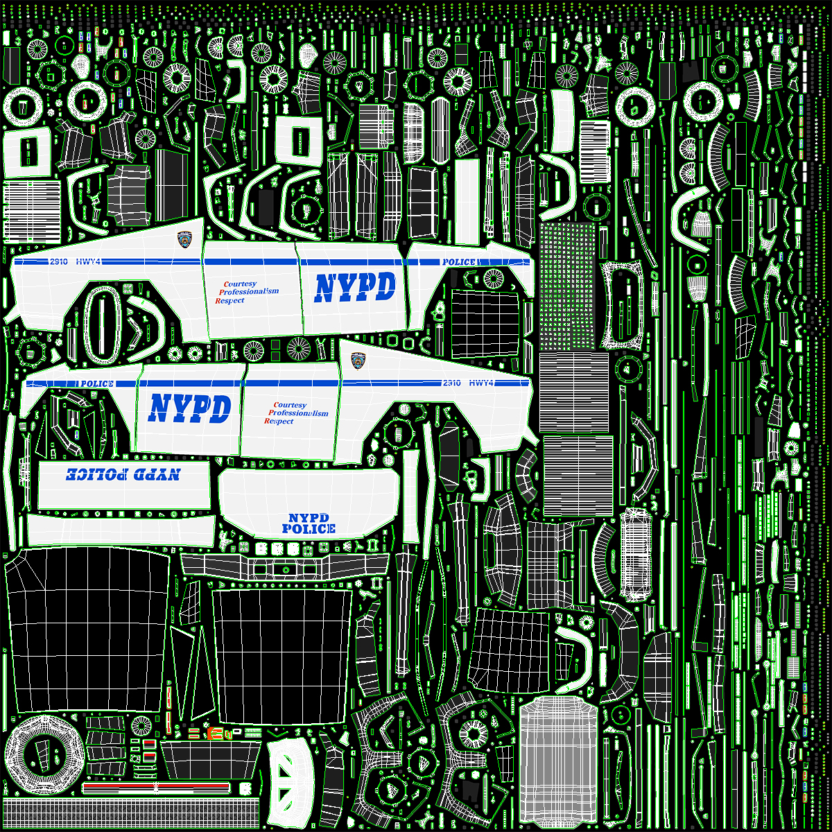 Tesla Cybertruck NYPD Rigged for Cinema 4D 3D