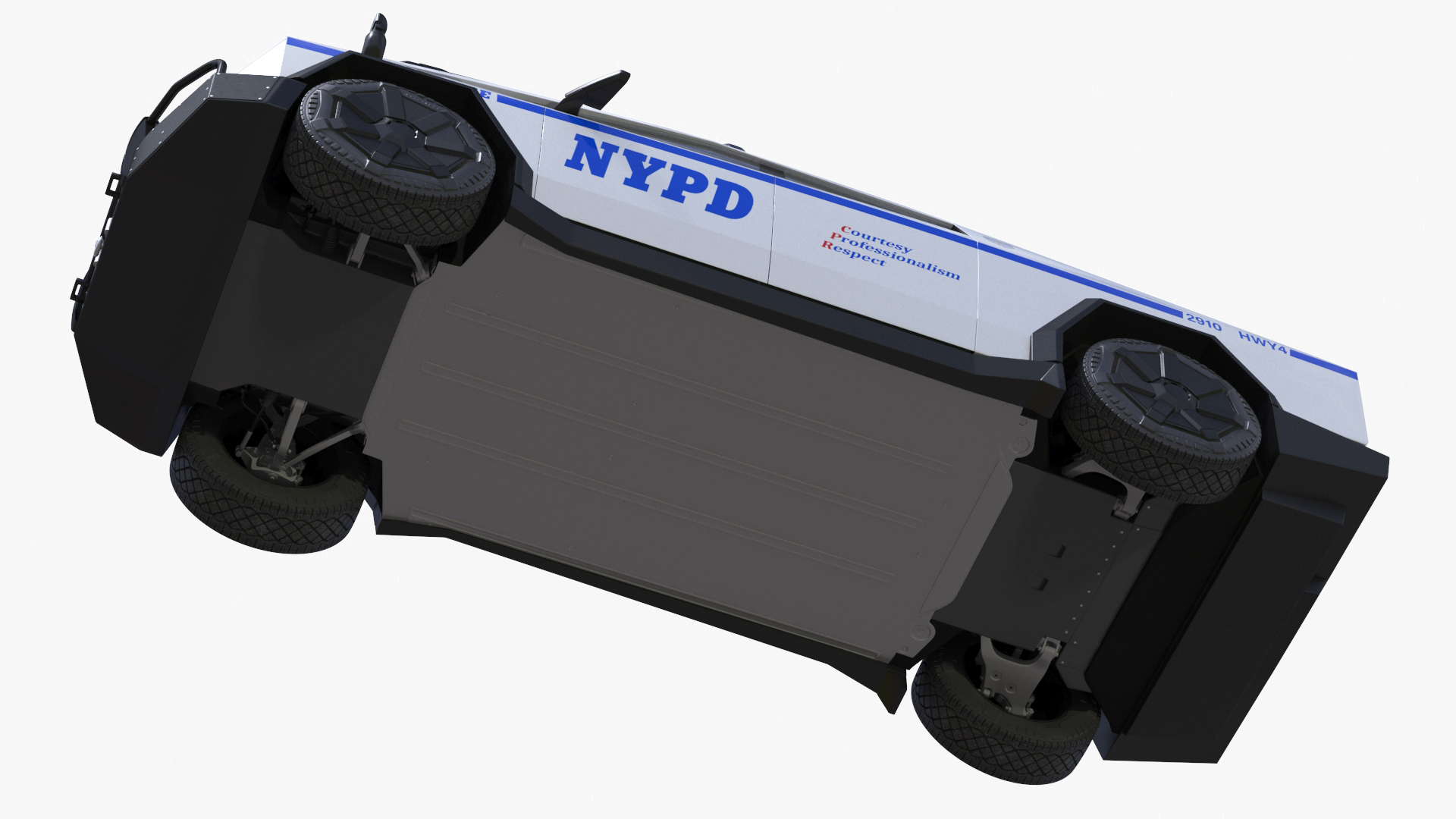 Tesla Cybertruck NYPD Rigged for Cinema 4D 3D