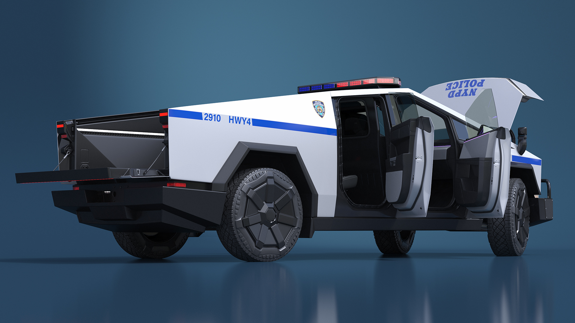 Tesla Cybertruck NYPD Rigged for Cinema 4D 3D