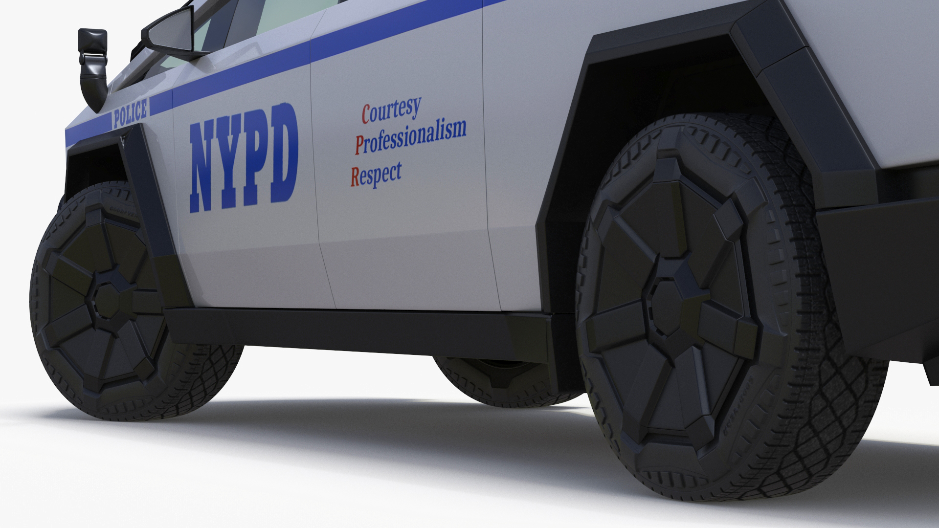 Tesla Cybertruck NYPD Rigged for Cinema 4D 3D