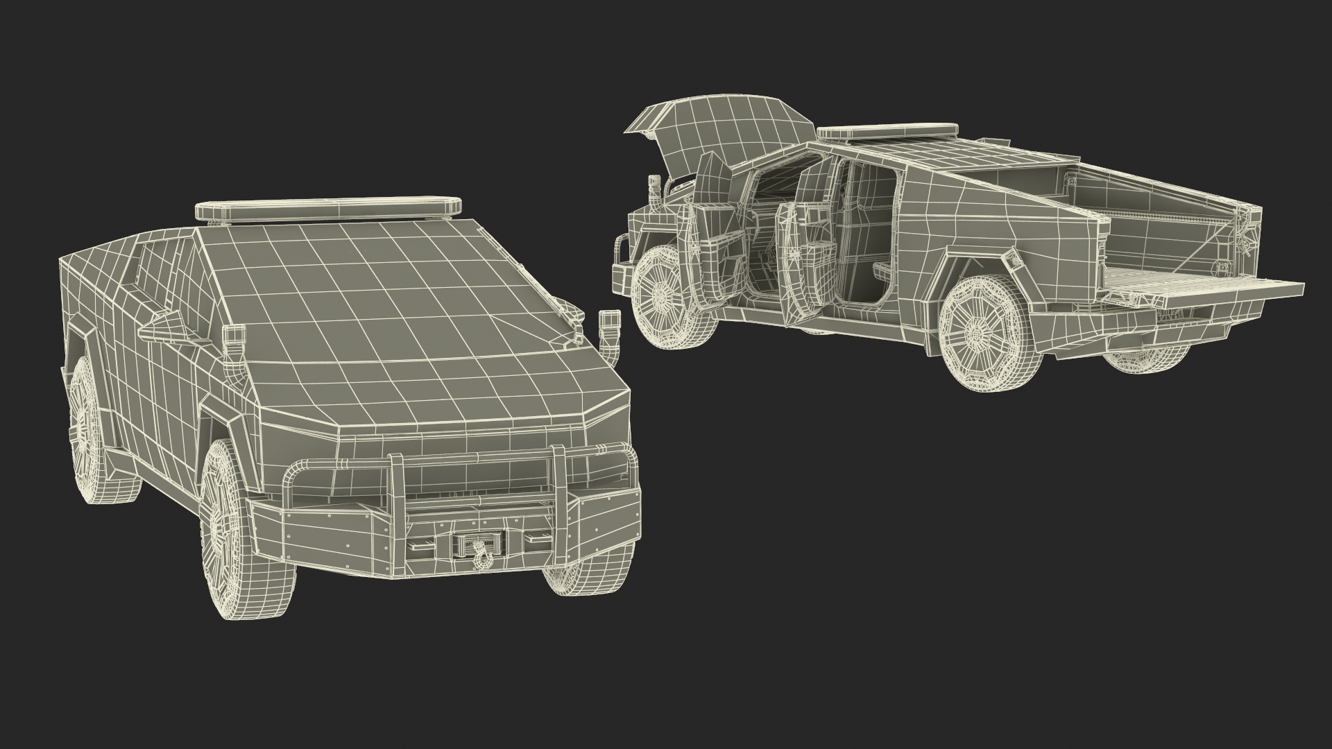 Tesla Cybertruck NYPD Rigged for Cinema 4D 3D