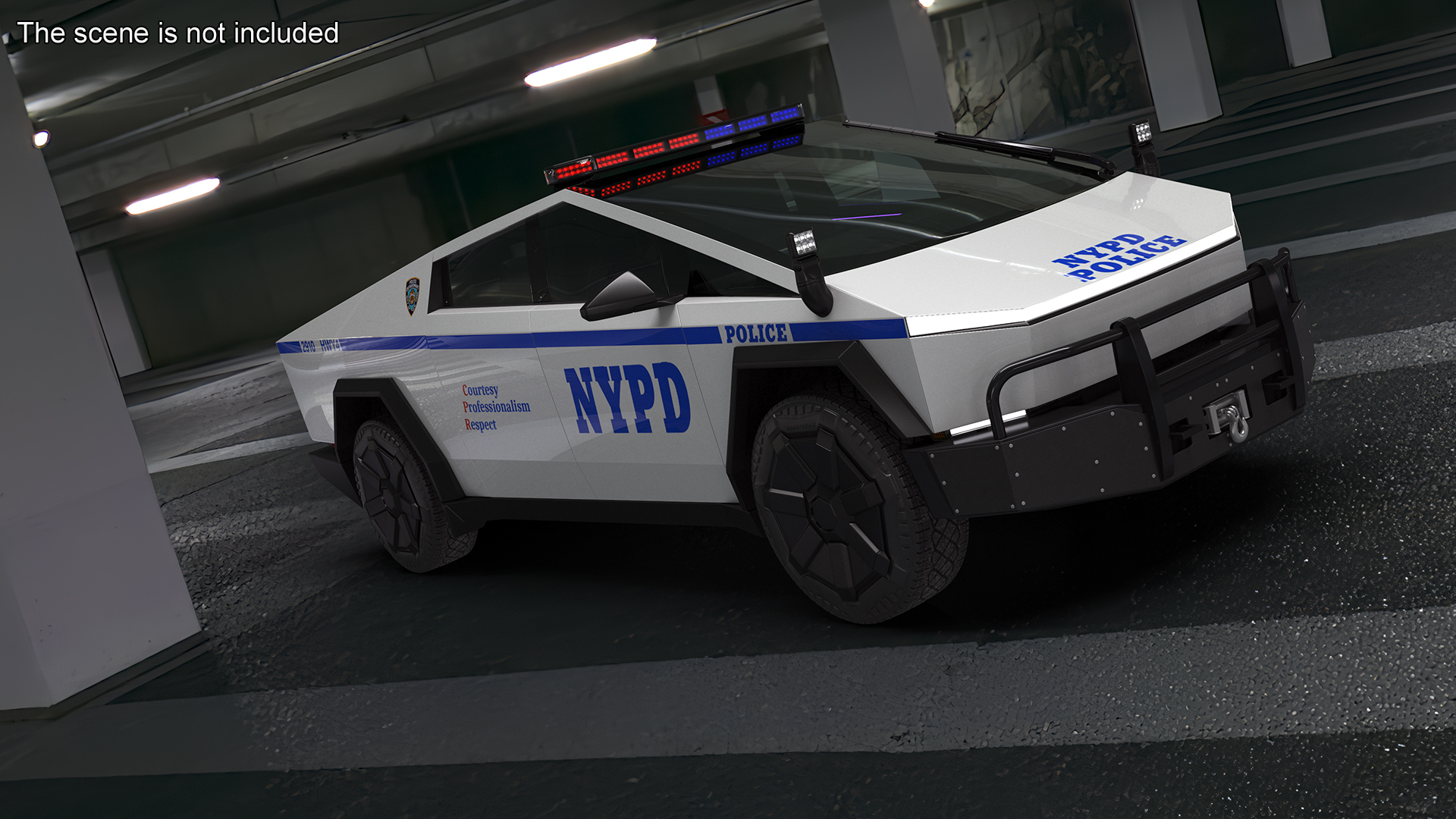 Tesla Cybertruck NYPD Rigged for Cinema 4D 3D