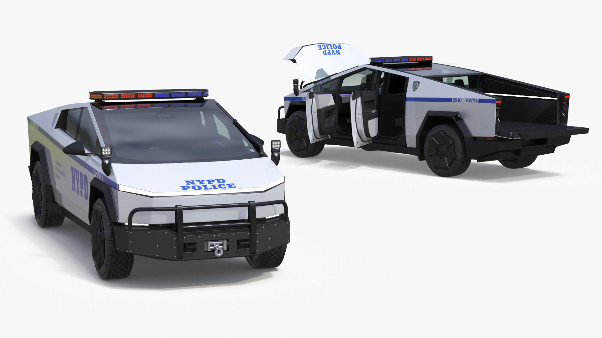 Tesla Cybertruck NYPD Rigged for Cinema 4D 3D