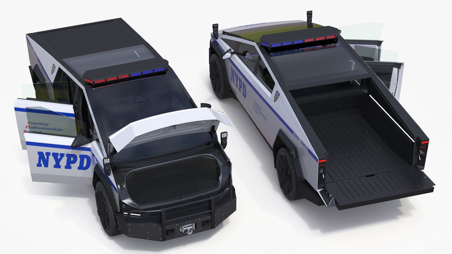 Tesla Cybertruck NYPD Rigged for Cinema 4D 3D