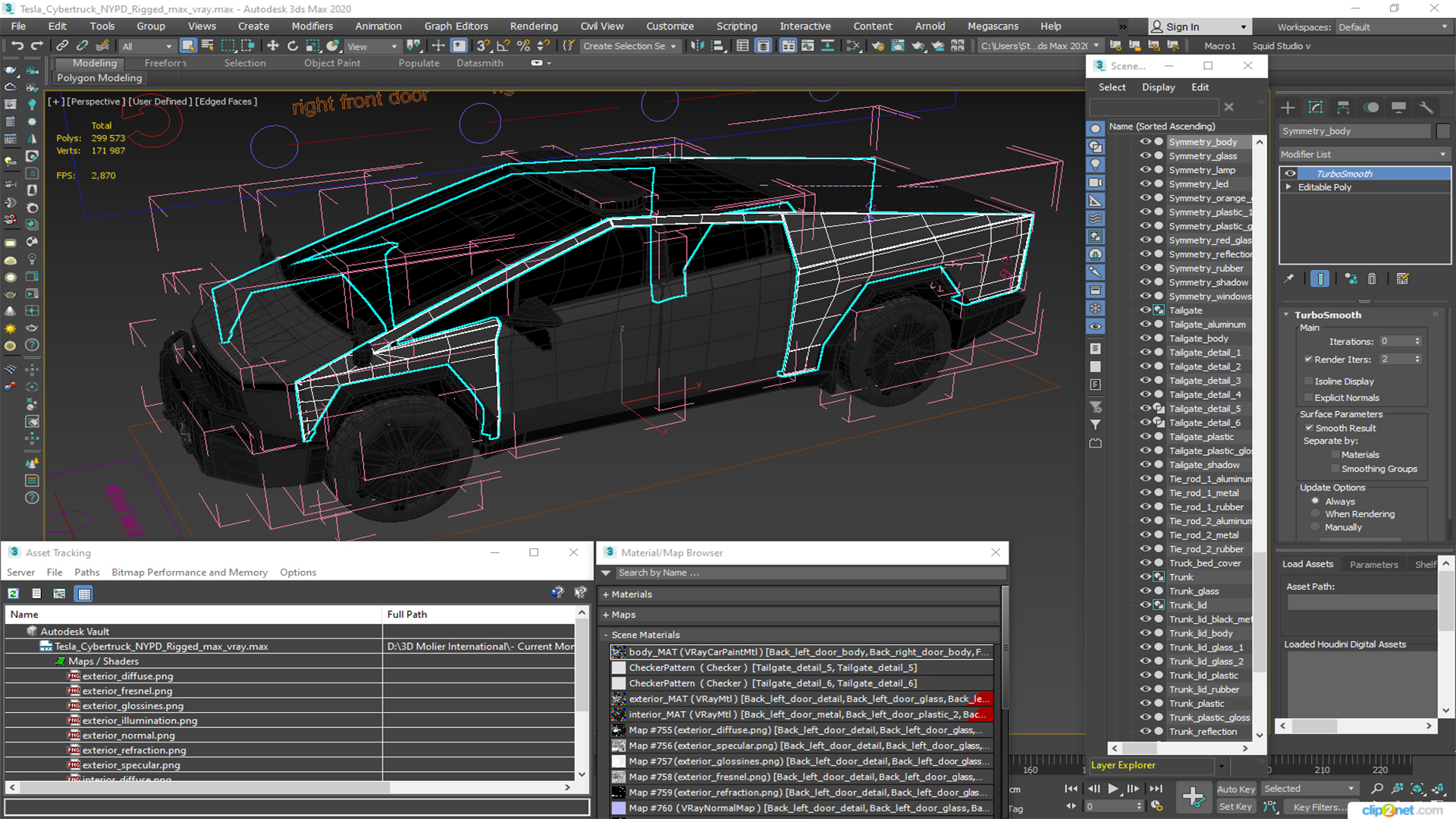 Tesla Cybertruck NYPD Rigged for Cinema 4D 3D