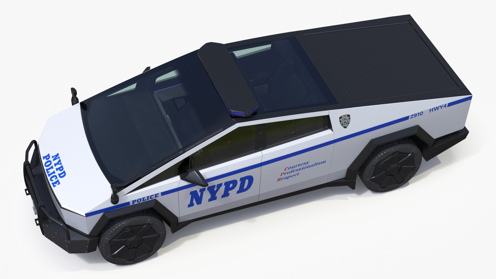 Tesla Cybertruck NYPD Rigged for Cinema 4D 3D