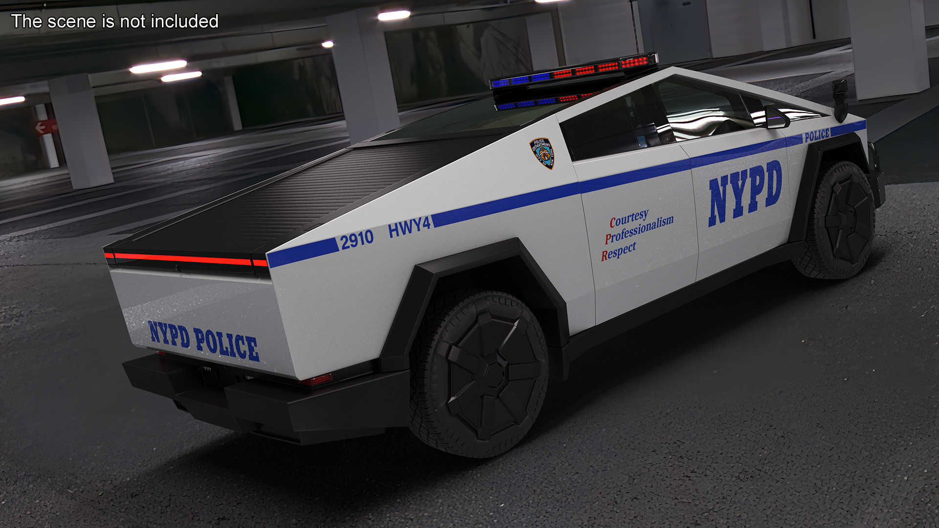 Tesla Cybertruck NYPD Rigged for Cinema 4D 3D