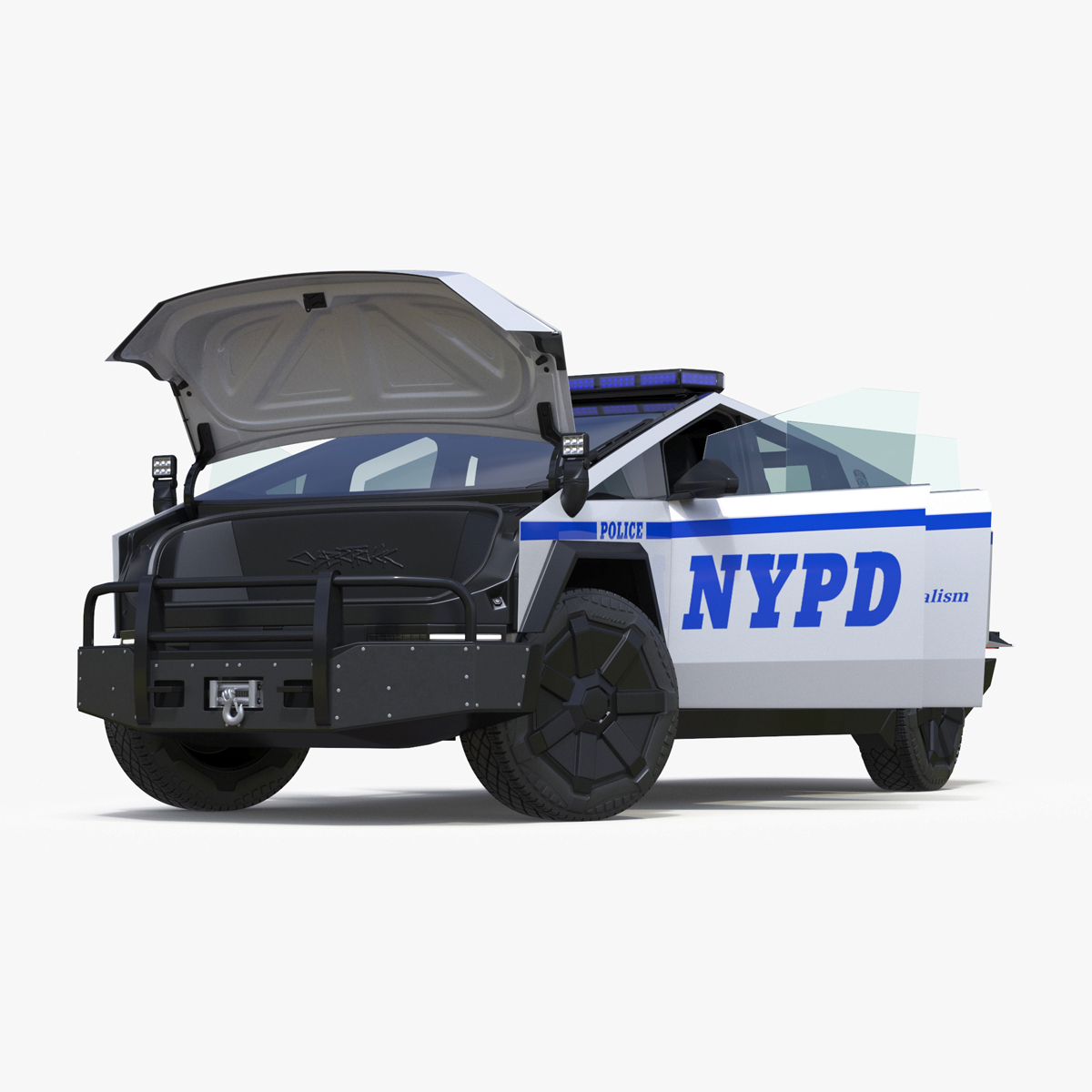 Tesla Cybertruck NYPD Rigged for Cinema 4D 3D