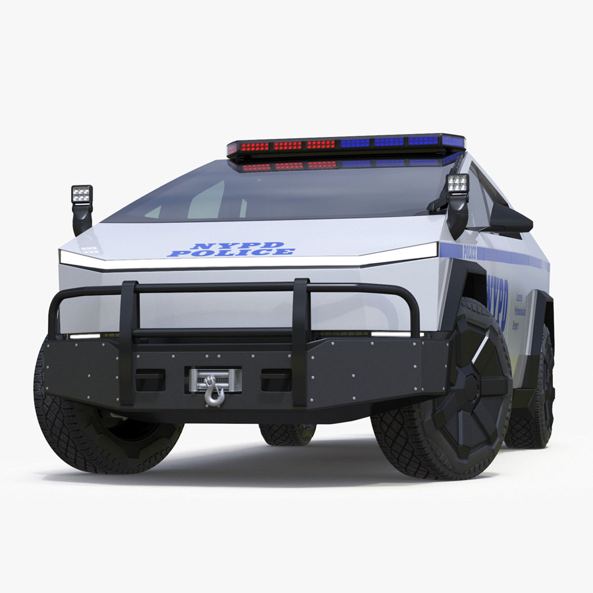 Tesla Cybertruck NYPD Rigged for Cinema 4D 3D