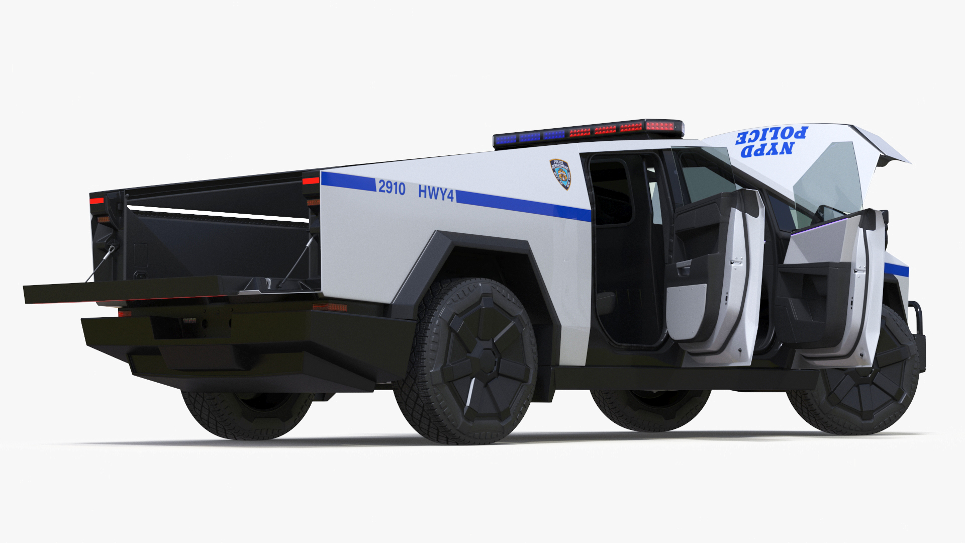 Tesla Cybertruck NYPD Rigged for Cinema 4D 3D