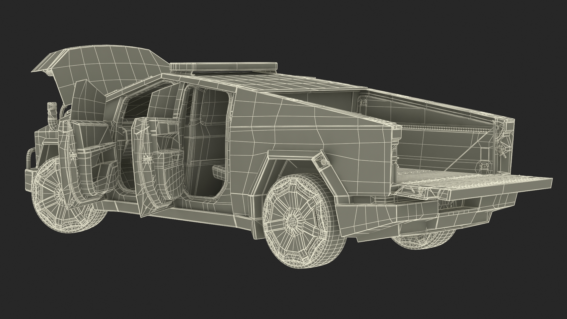Tesla Cybertruck NYPD Rigged for Cinema 4D 3D
