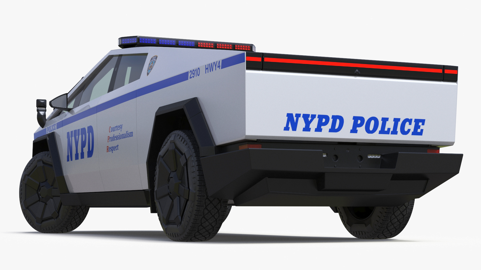 Tesla Cybertruck NYPD Rigged for Cinema 4D 3D
