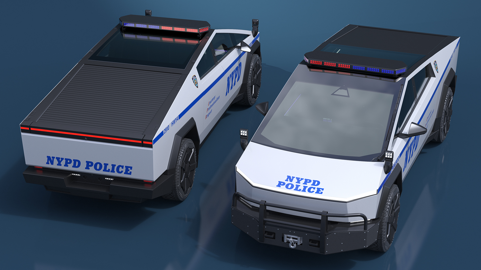 Tesla Cybertruck NYPD Rigged for Cinema 4D 3D