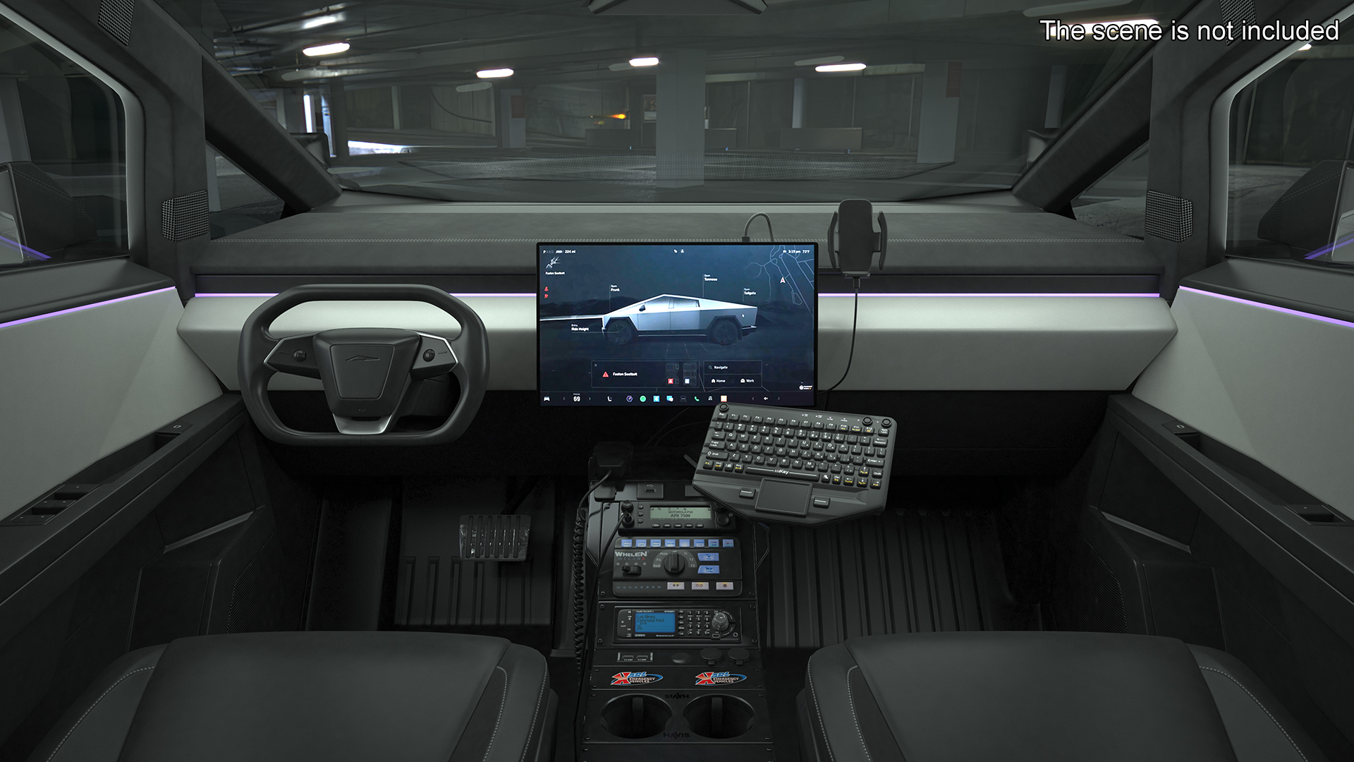 Tesla Cybertruck NYPD Rigged for Cinema 4D 3D
