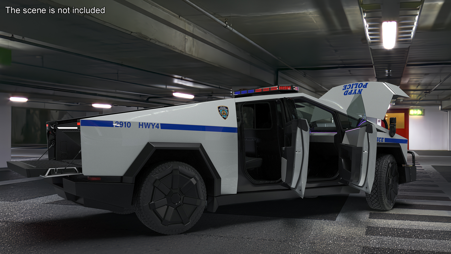 Tesla Cybertruck NYPD Rigged for Cinema 4D 3D