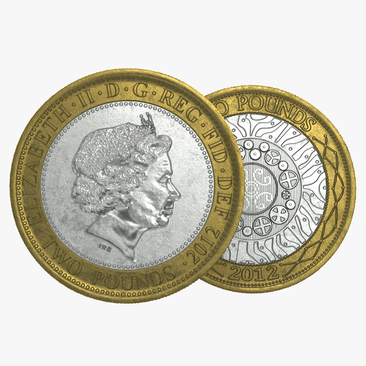Two Pounds British Coin 3D Model