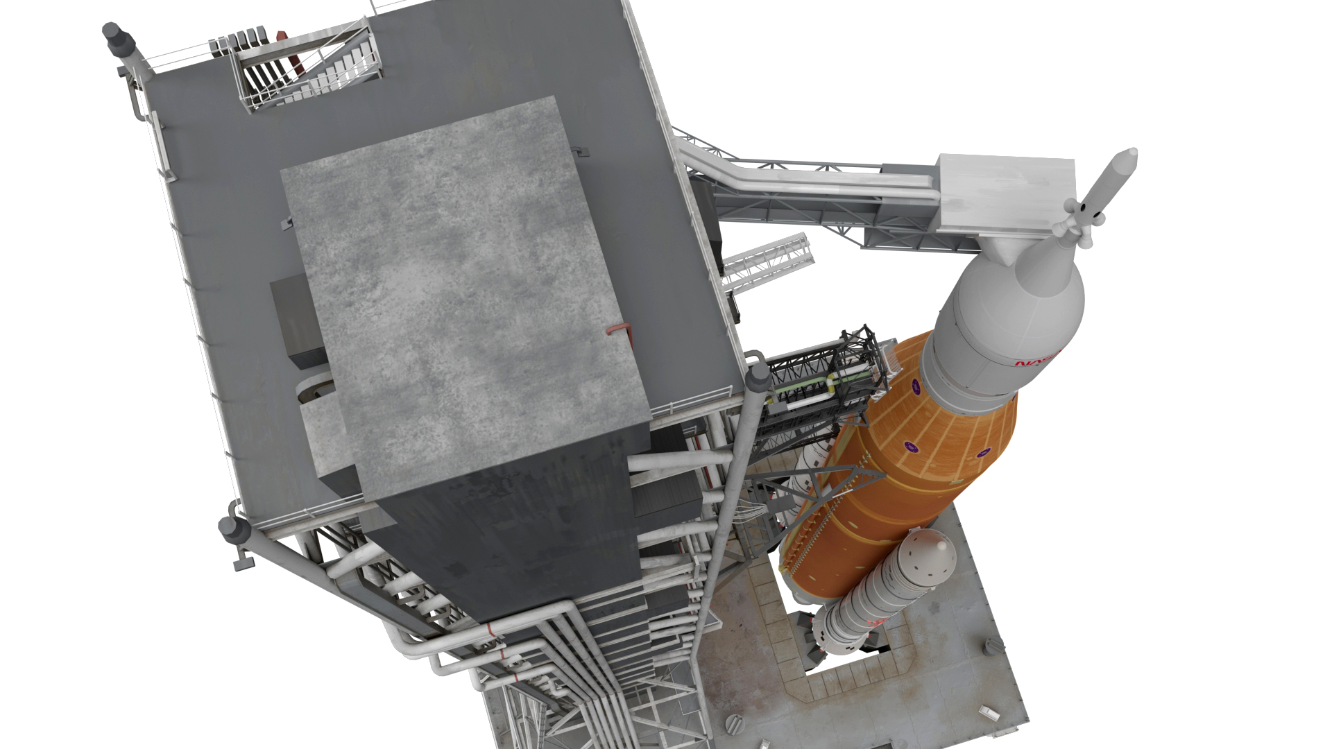 Launch Pad 39B with NASA Space Launch System 3D model