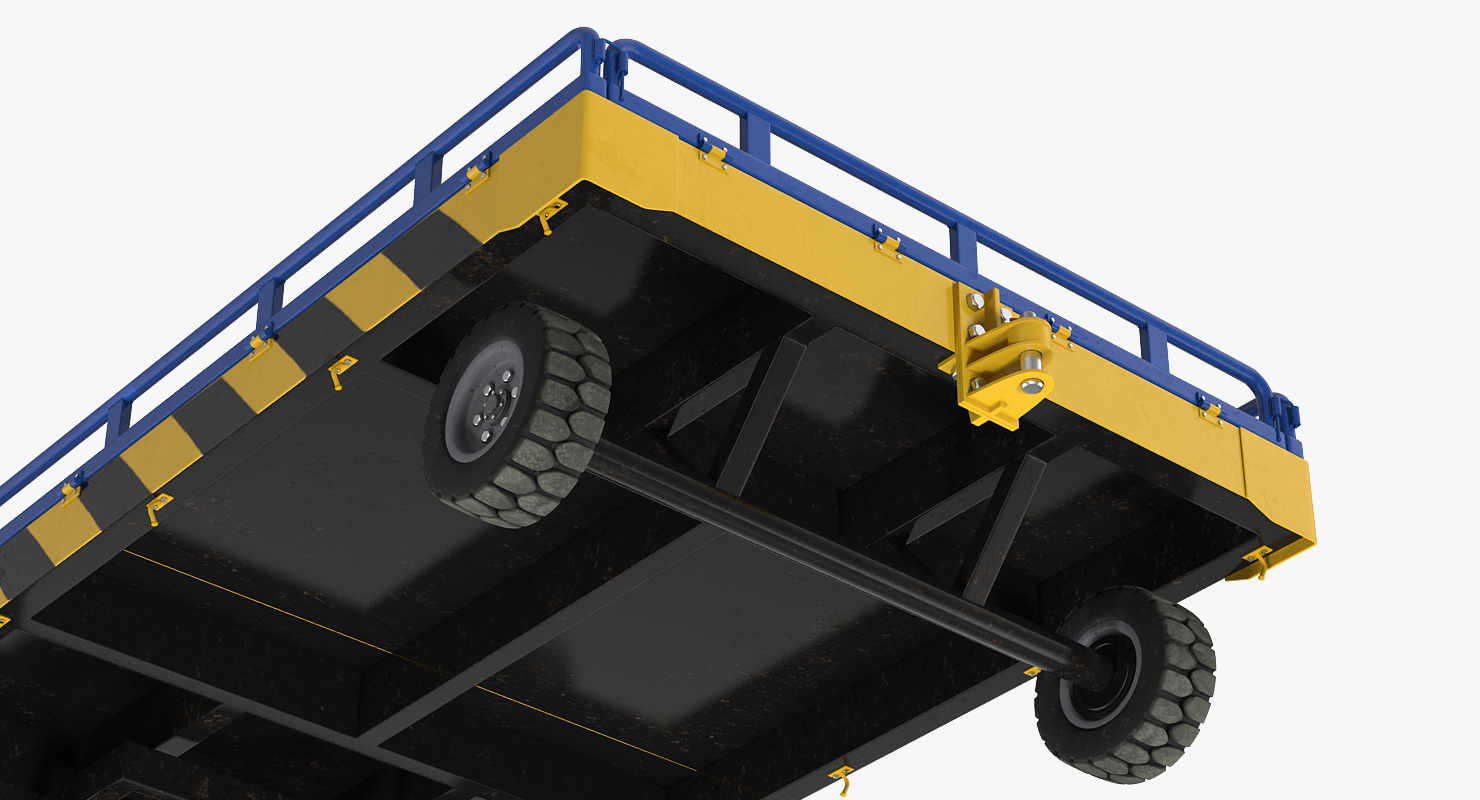 Airport Transport Trailer Low Bed Platform Rigged 3D model